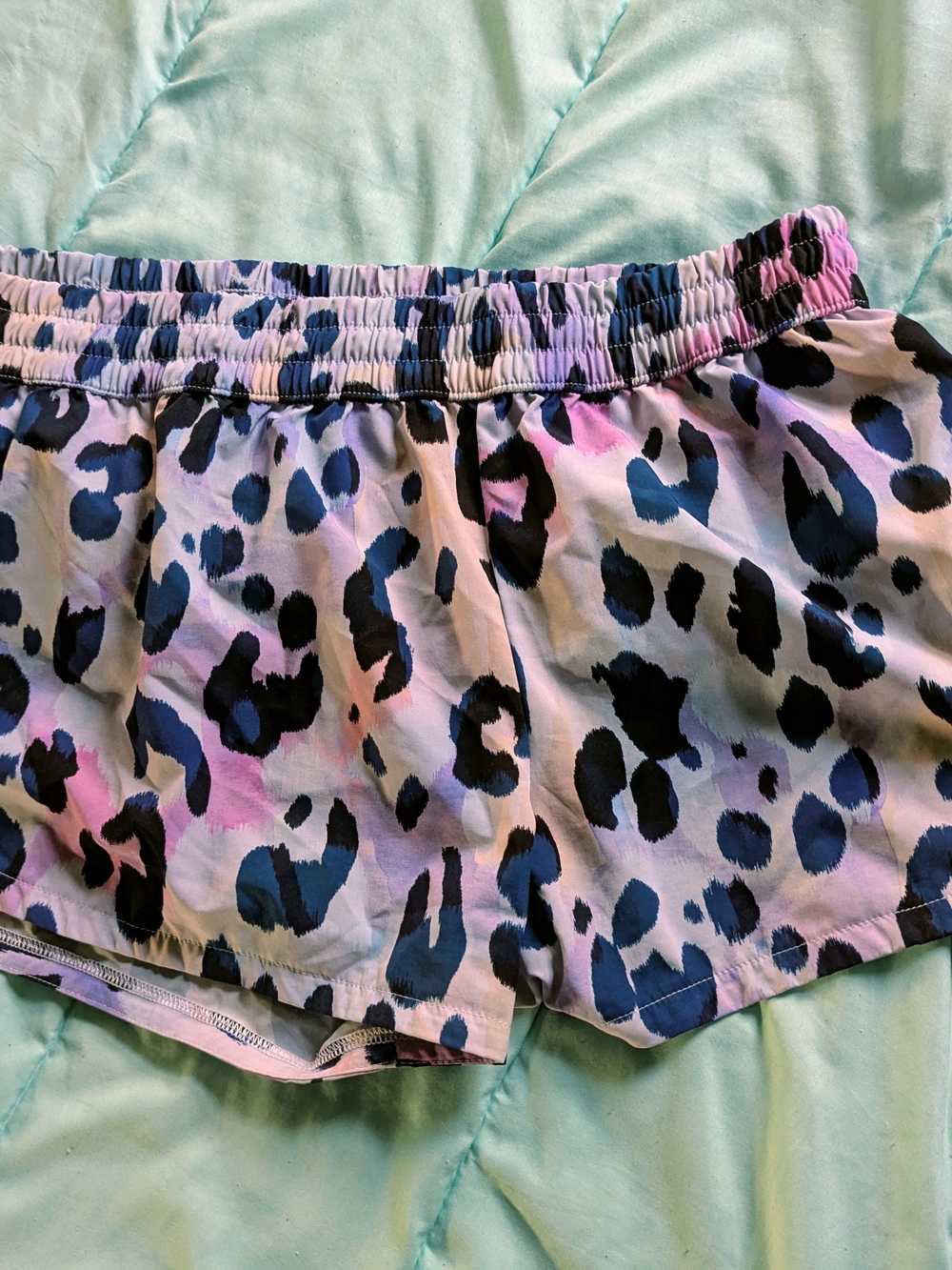 DSG Pink, Blue & Black Leopard Print Athletic Shorts